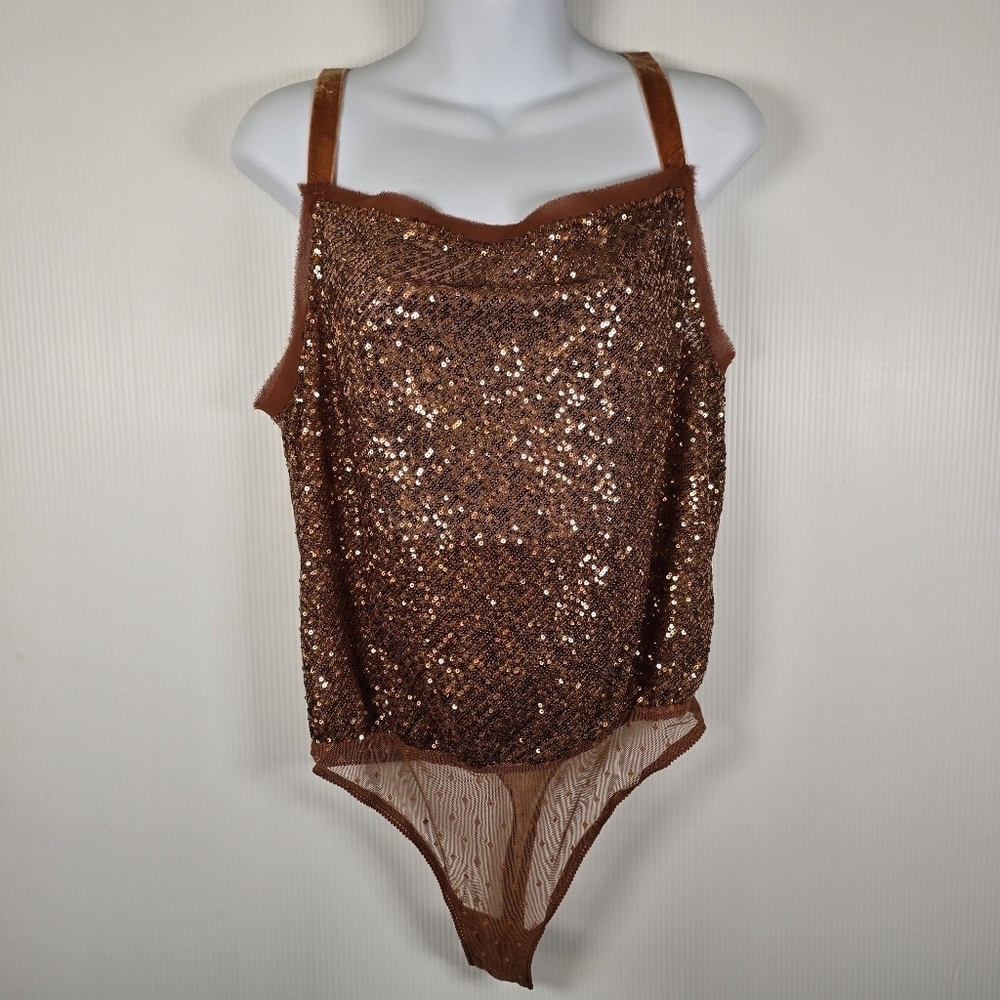 Free People Shimmer & Shine Bodysuit In The Color Sunset Sequins Size Small - Picture 4 of 16